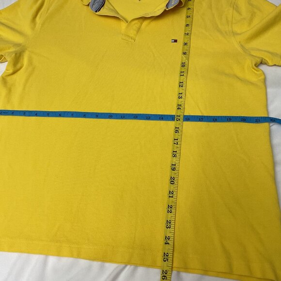 Tommy Hilfiger Mens Yellow Polo Shirt Size L Cotton Blend Short Sleeve Classic F - Picture 5 of 7